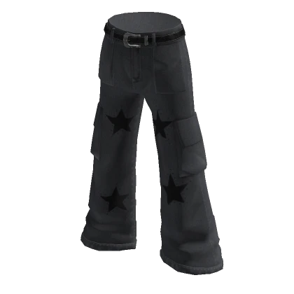 Y2K Aesthetic Stars Cargo Pants Grey