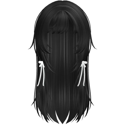 Cute face framing layers with bows (black)