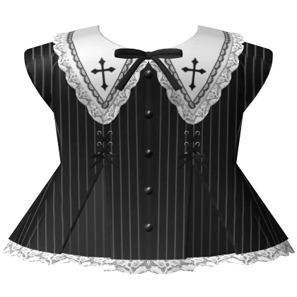 gothic cross doll victorian striped dress in black
