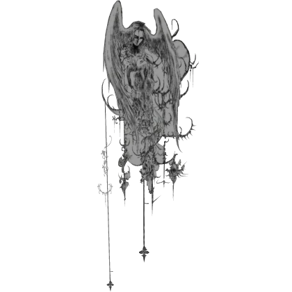 Gothic white death angel with crosses on the back