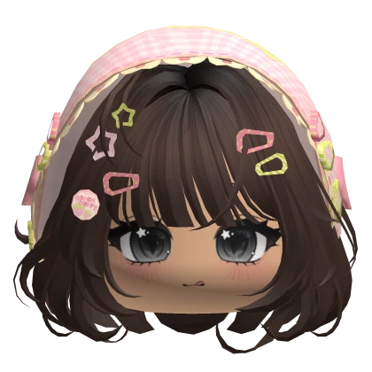 Brown Igari Bob w/ Cute Face & Pink Green Bonnet