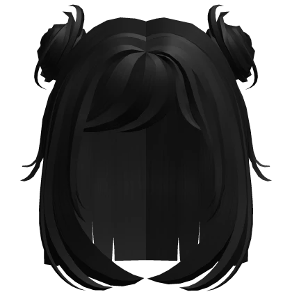 Short Messy Buns w/ Bangs (Black)