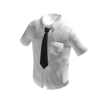 Short-sleeved shirt tie set : White