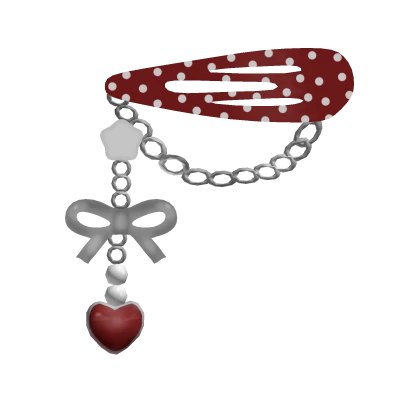 ✿ red harajuku bow + heart clip kawaii 