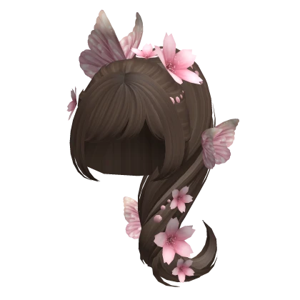 Kawaii Ponytail w/ Butterfly and Flowers 