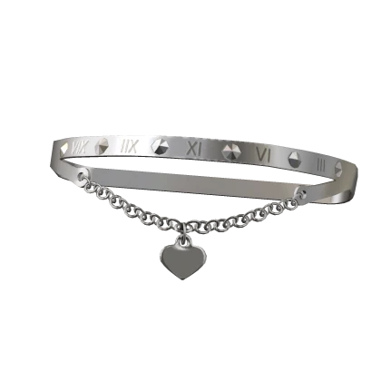 Silver Love Heart Bangle Chain Arm Band Cuff [3.0]