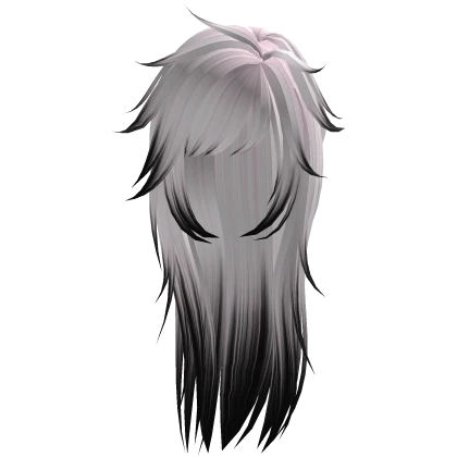 unkept messy long goth wolfcut in pink/black
