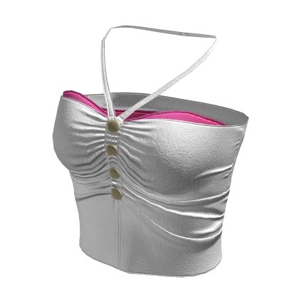 ❀ Y2K Gyaru Halter Top | White Pink