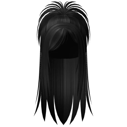 Long Messy Spikey Ponytail in Black