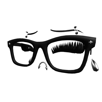 Black Glasses w lashes + Silver Earrings Hoops Set