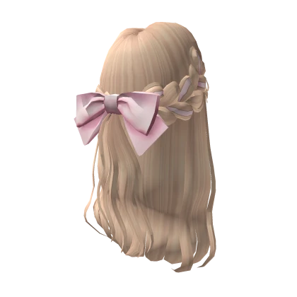 Blonde Hair With Pink Ribbon