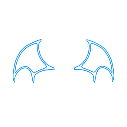 Glowing Blue Neon Demon Wings