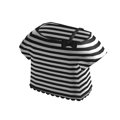 ♡ : cute off-shoulder black striped tee