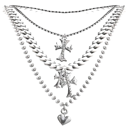 [4.0 Boy] Chrome Cross Layered Silver Necklace
