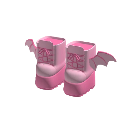 Pink Bat Winged Platform Boots