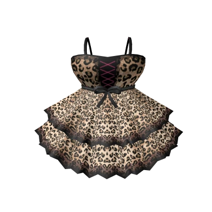 🦋Chibi Doll - Gyaru leopard dress with ruffles