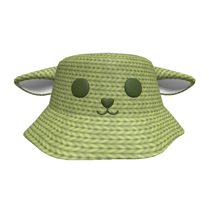 green cute cottagecore crochet sheep bucket hat