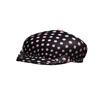 𖹭 cute black & pink polka dot beret cap