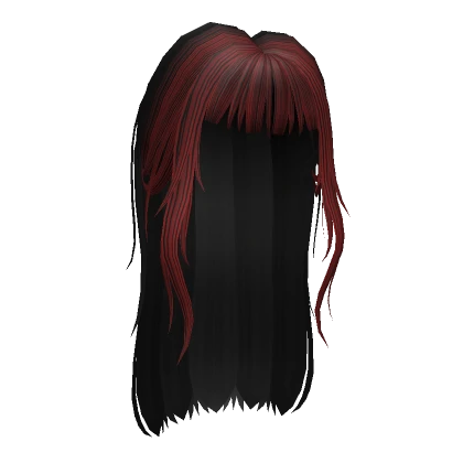 Long Straight Hair w Bangs Black split Red