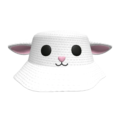 white stylish crochet sheep bucket hat