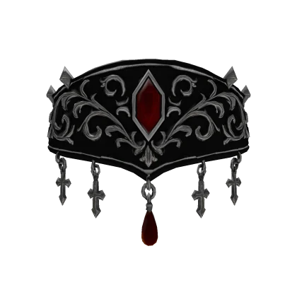 Veil of Thorns On Face With Red Crystal [Silver]