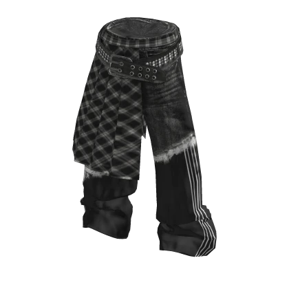 💜 Pleats Layered Skirt Pants_Black