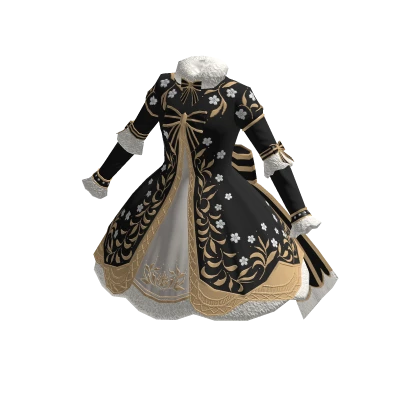 ♾️ Black & gold Christmas winter fur dress