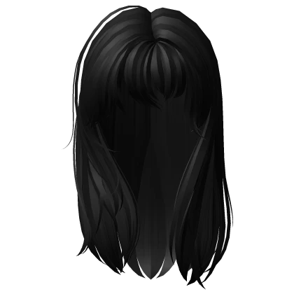 Long Wispy Straight Hair w/ Bangs Black