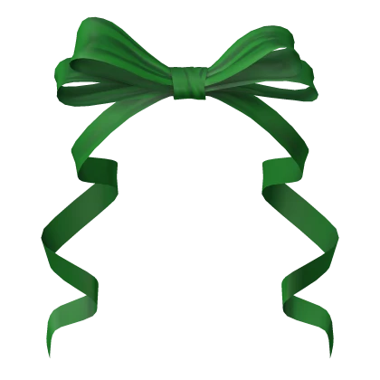 Hair Ribbon Bow Green Satin Cutesy Dolly Pony Cute