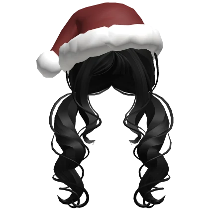 ♡ christmas santa shoujo black swirly pigtails 