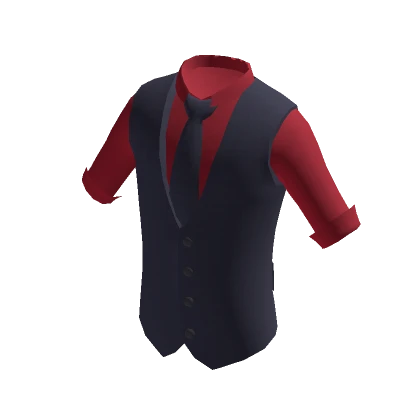 Red Shirt & Formal Gray Vest