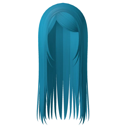  long straight emo y2k hair teal blue