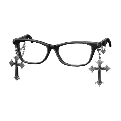 Emo Chained Black Glasses w/ Cross