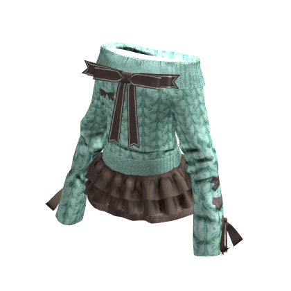 cute school girl sweater w/ skirt (chocolate mint)