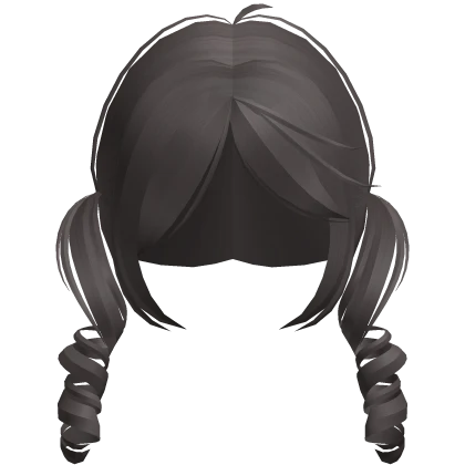 kawaii curly pigtails ash brown hair