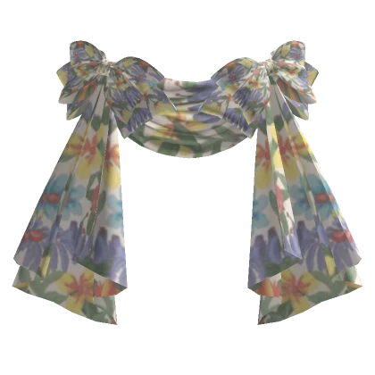 Front Draped Curtain Bustle in Artistic Flowers