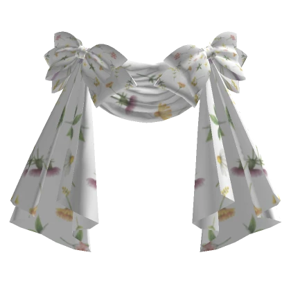 Front Draped Curtain Bustle in Pastel Flowers