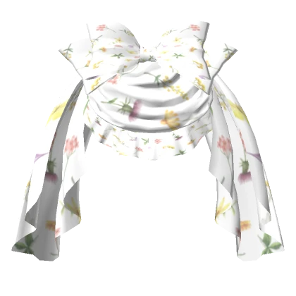 Back Bustle Draped Bow in Pastle Flowers