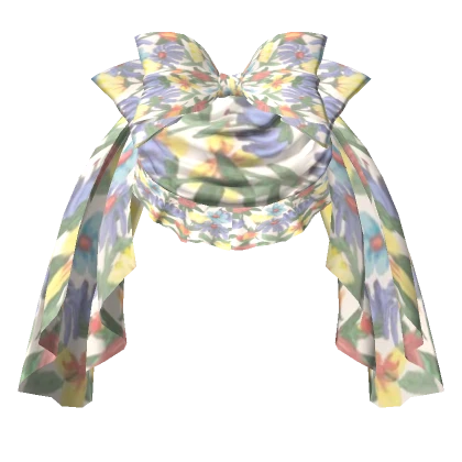 Back Bustle Draped Bow in Artistic Flowers