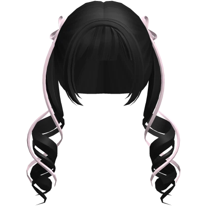 🤍 curly angel ribbon pigtails black / pink