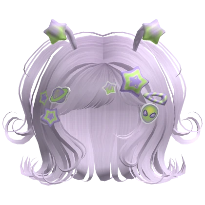 ♡ Space Alien Girl Hair w/ Pastel Charms (Purple) 