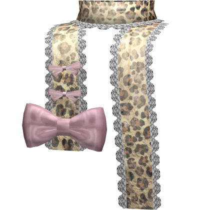 Gyaru Ruffle Pink bows Scarf in Leopard Print
