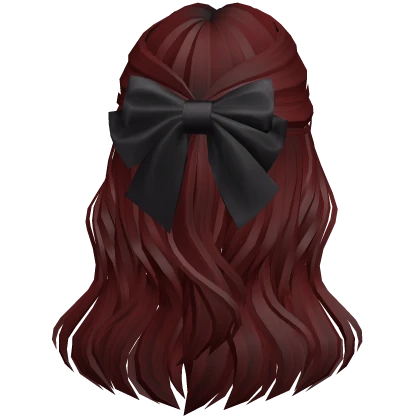 Soft Flowy Half up Hair w/ Black  Bow (Red)