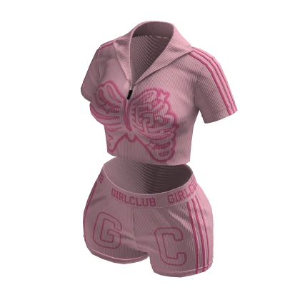 pink y2k star girls outfit set