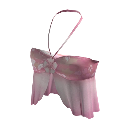 Y2K Summer Hibiscus Halter Top | Baby Pink