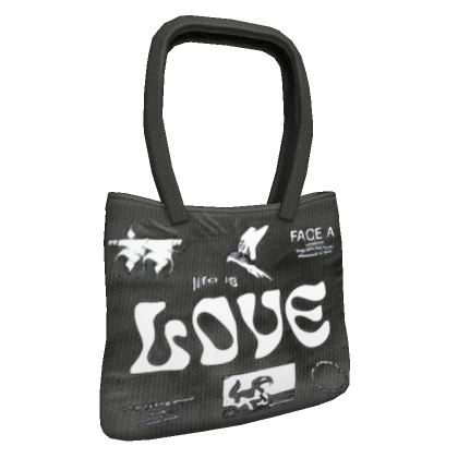 Y2K "LOVE" Shoulder Tote Bag in Black (3.0)