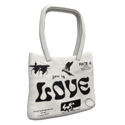 Y2K "LOVE" Shoulder Tote Bag in White (3.0)