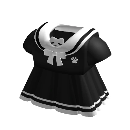 ꒰♡꒱ kawaii black kitty cat sailor top dress