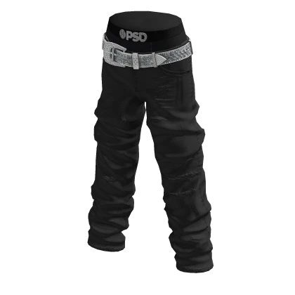 Gangster Skinny Jeans w Swarovski Belt