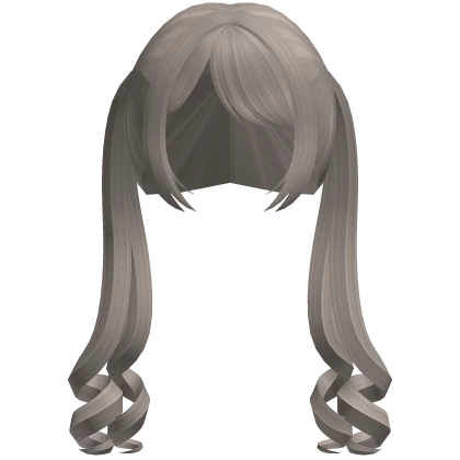 ♡ : long curled pigtails w side bangs in ash